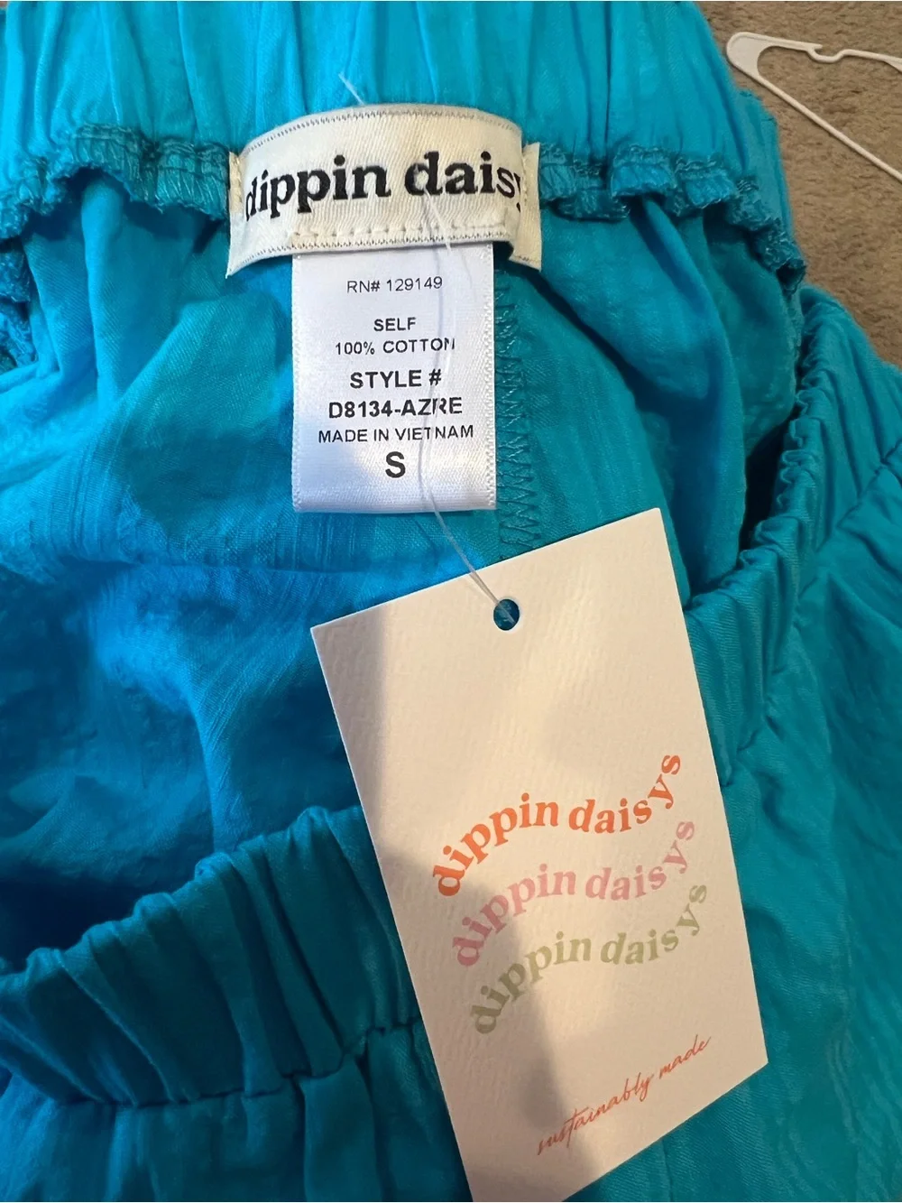 Dippin' Daisy's Green and Aqua Striped Ring-Front Bikini Top